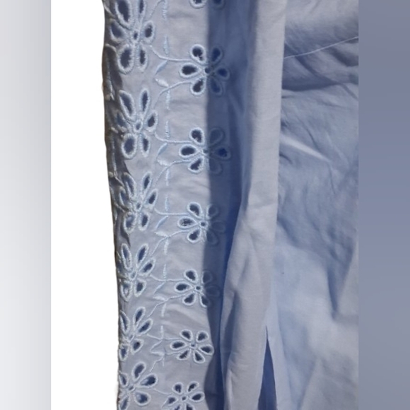 NWT J. Crew Light Blue Eyelet Button Down Blouse, Long sleeve, XS - Picture 7 of 11